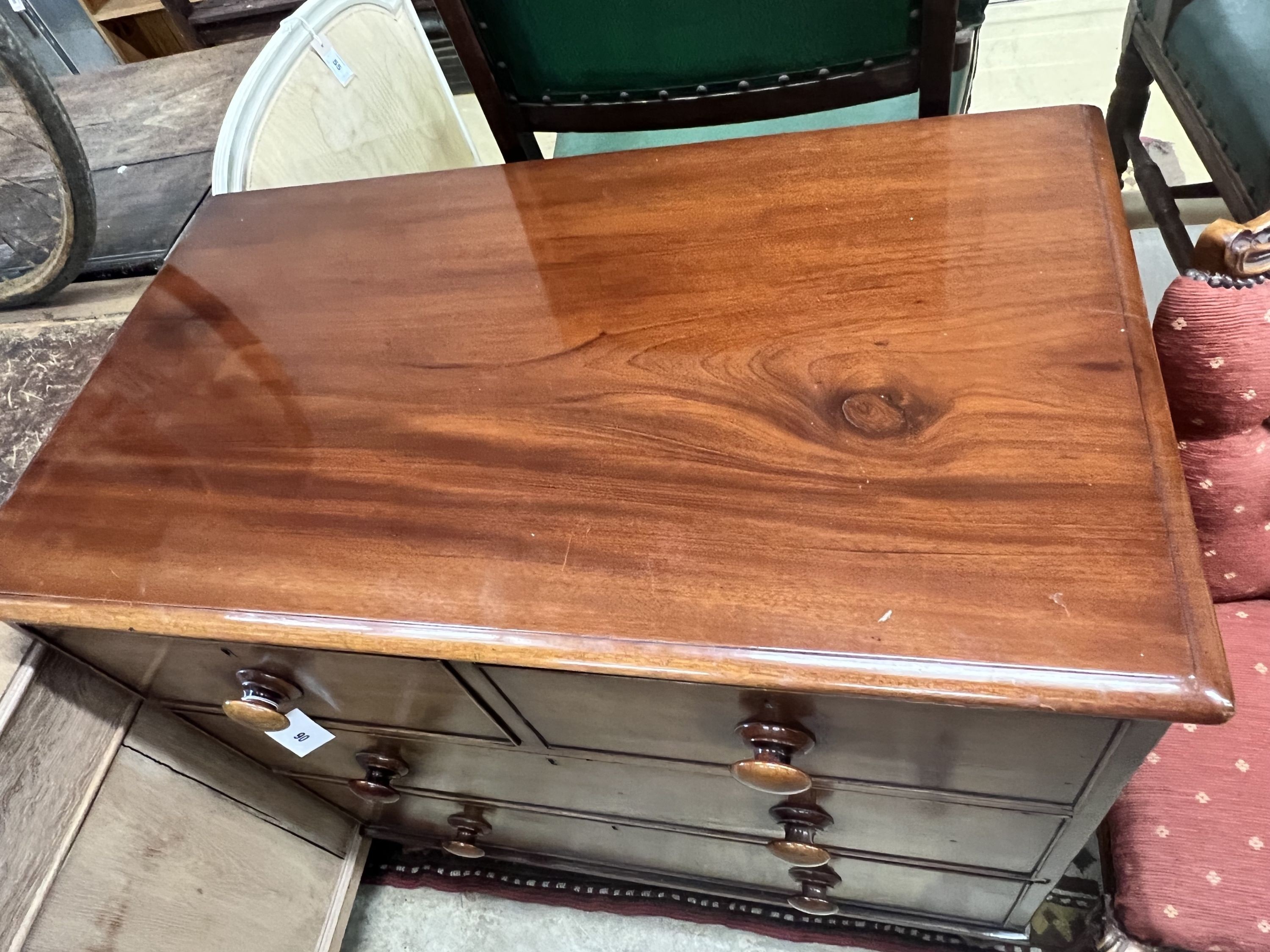 A small Victorian mahogany four drawer chest, width 90cm depth 52cm height 87cm